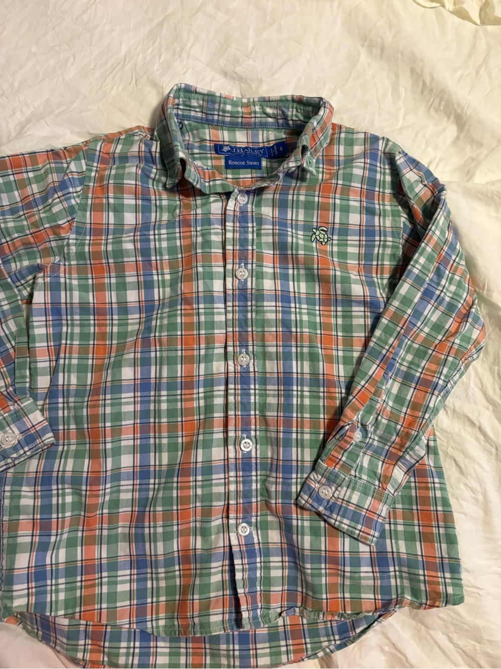 Boys J.Bailey Long-Sleeve Plaid Button-Up Shirt - Green/Orange/Blue